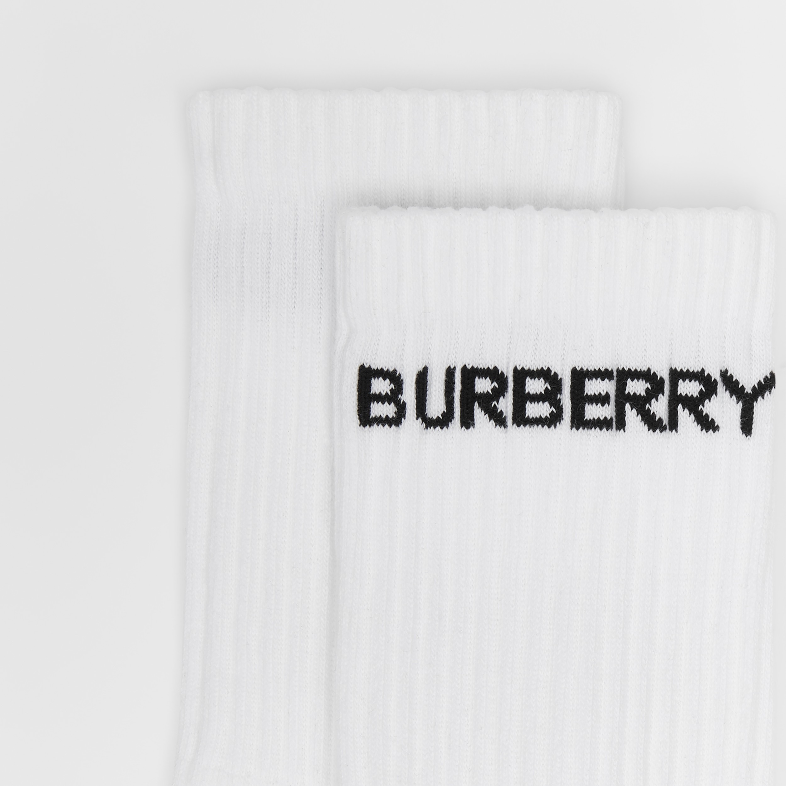 Logo Intarsia Technical Stretch Cotton Socks in White | Burberry® Official - 2