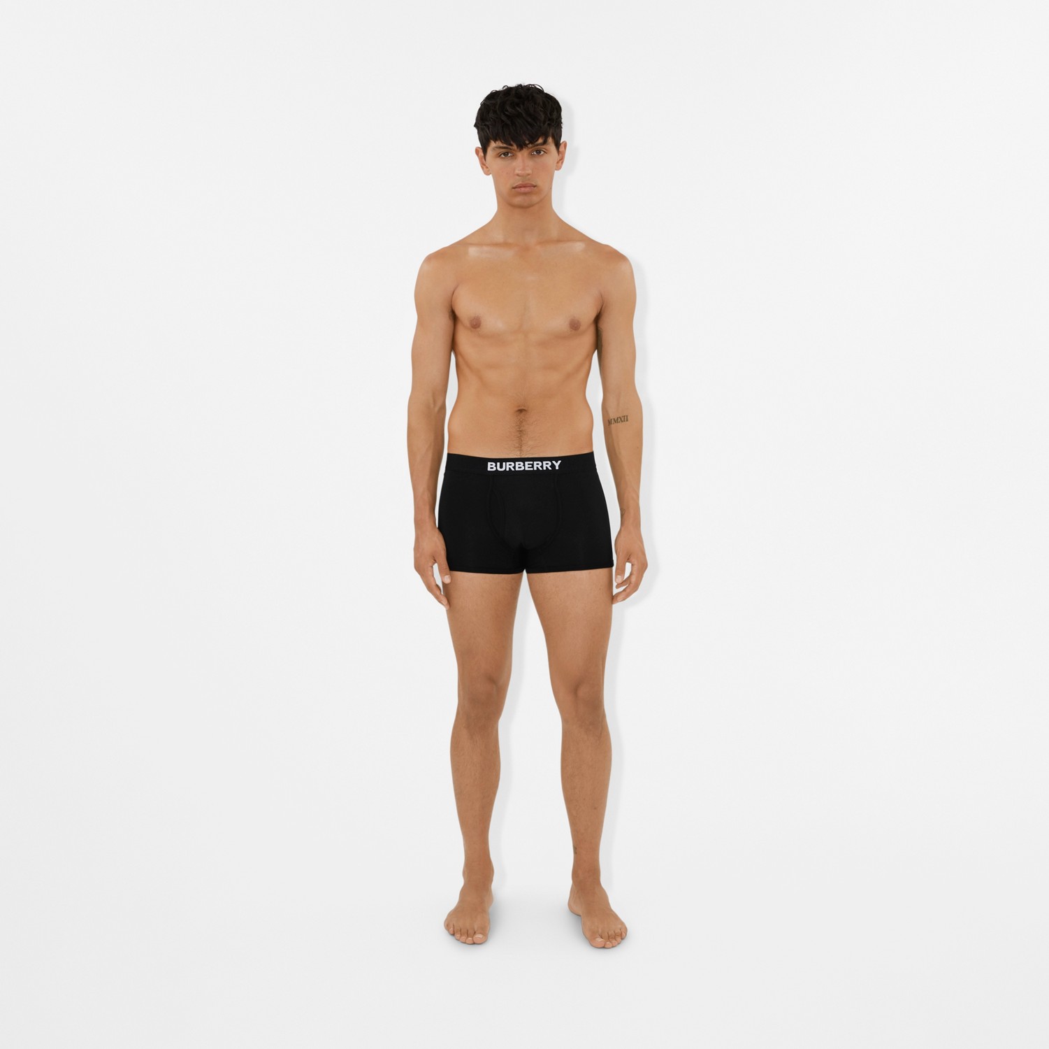 Cueca boxer em algodão stretch com logotipo (Preto) - Homens | Burberry® oficial