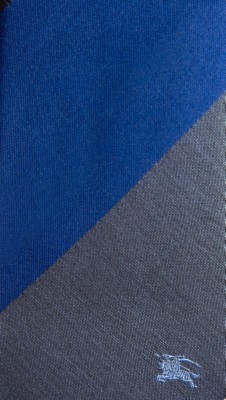 marine blue bold diagonal stripe silk tie - image 2