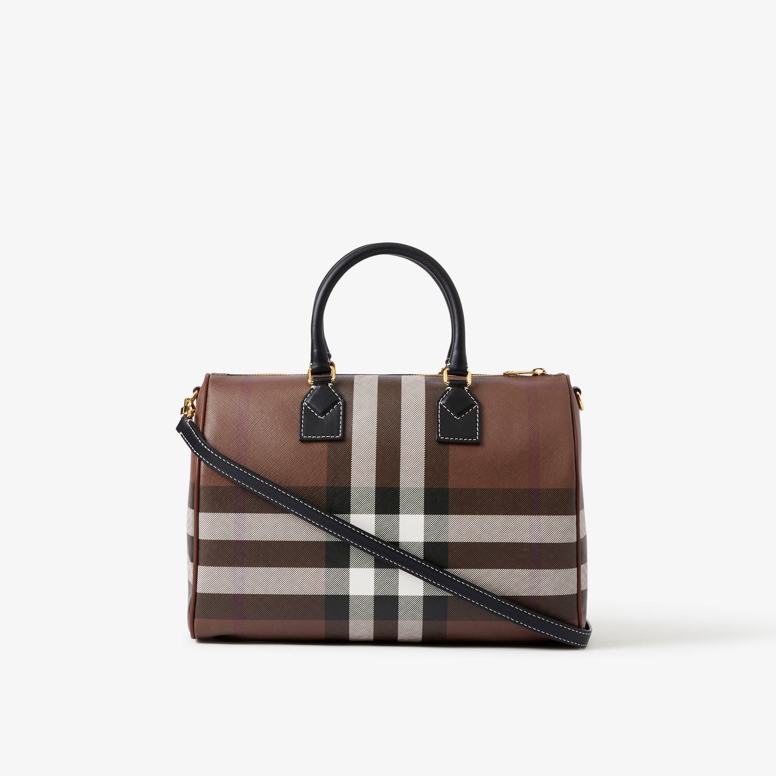 Bolso bowling mediano en tejido Check (Marrón Abedul Oscuro) - Mujer | Burberry® oficial - 3