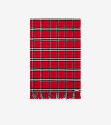 BURBERRYバーバリー　ウール100%ブランケット厚手（レッド） Check Wool Cashmere Blanket in Post red | Burberry® Official
