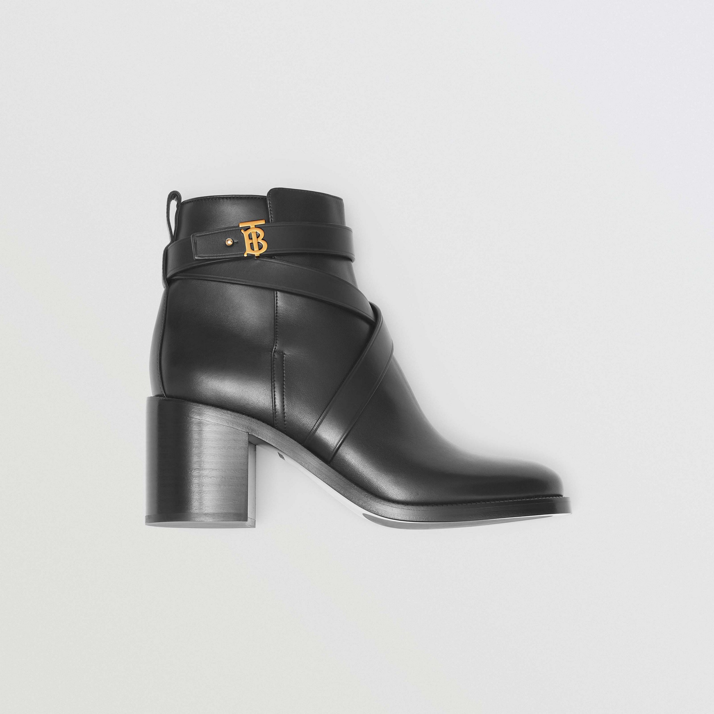 Monogram Motif Leather Ankle Boots in Black - Women | Burberry United ...