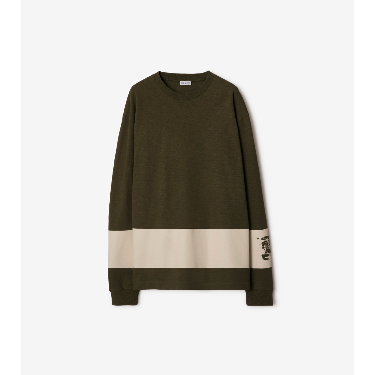 Burberry Ekd-print Stripe-detail Cotton Sweatshirt In Multi