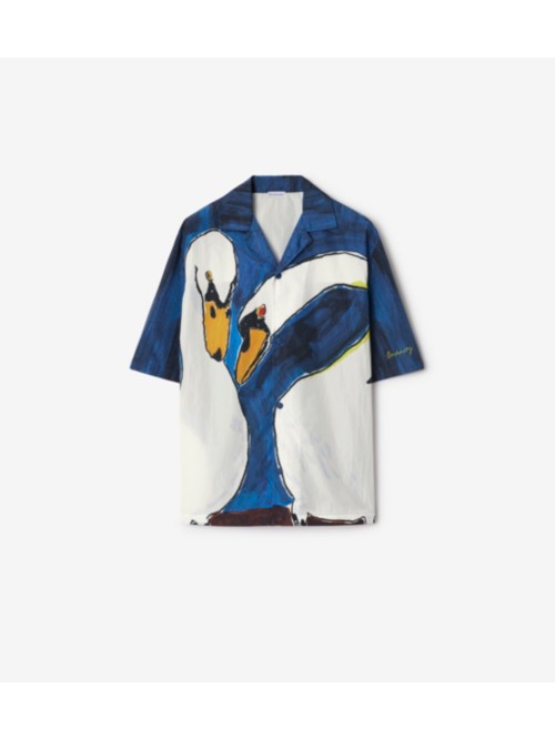 Burberry Swan-print Shirt In Knight