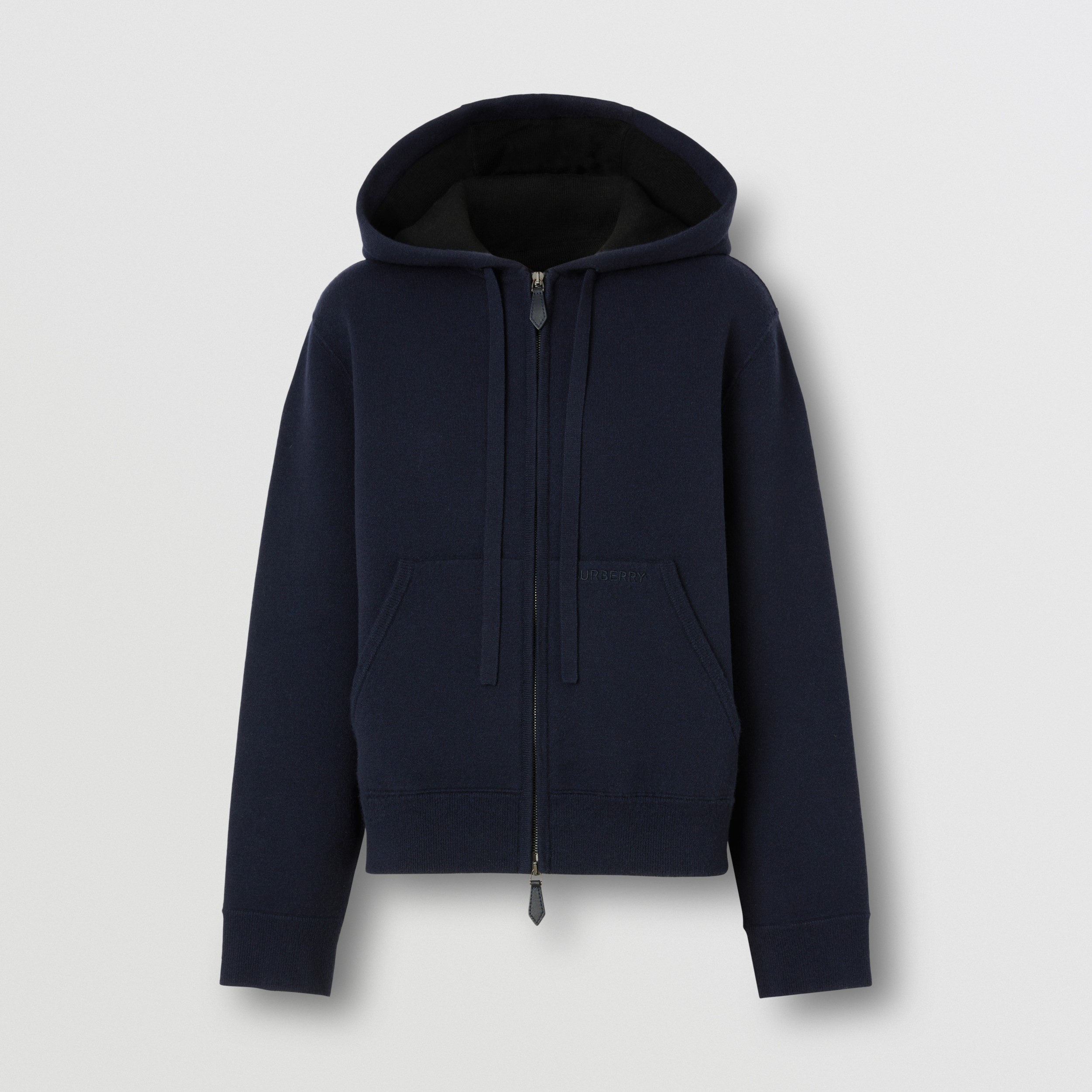 Embroidered Logo Cashmere Zip Hoodie in Dark Charcoal Blue - Women |  Burberry® Official