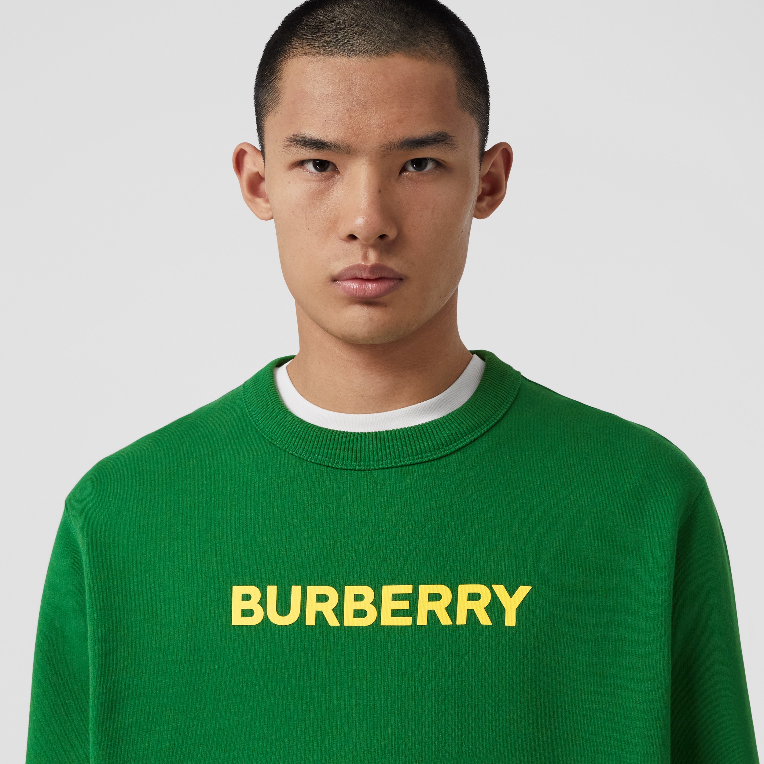 Logo Print Cotton Sweatshirt in Ivy Green - Men | Burberry® Official - 2