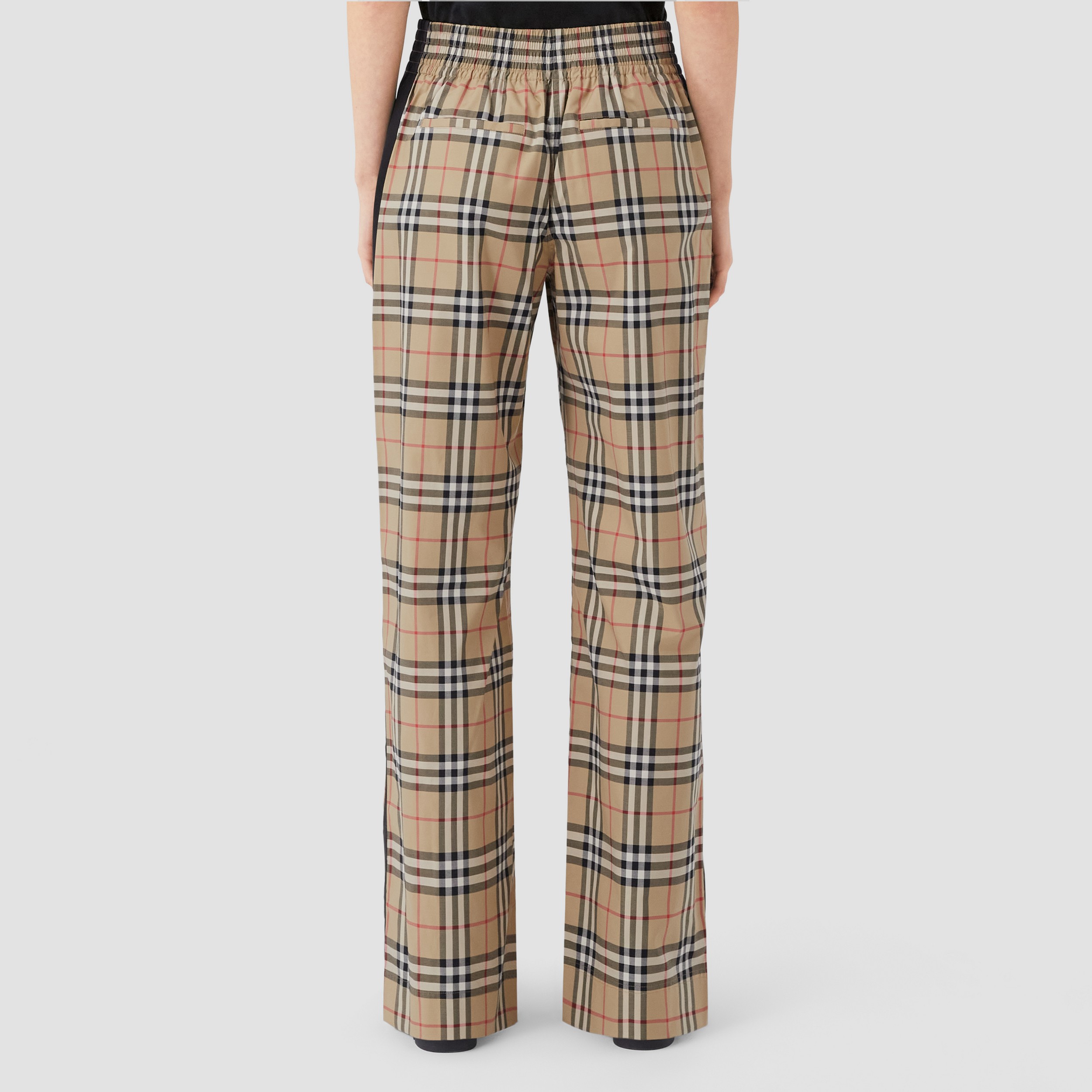 Side Stripe Vintage Check Stretch Cotton Trousers in Archive Beige | Burberry® Official - 3