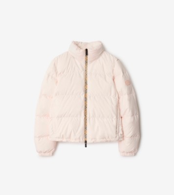 Check Trim Ambleside Puffer Jacket in Flora pink - Women