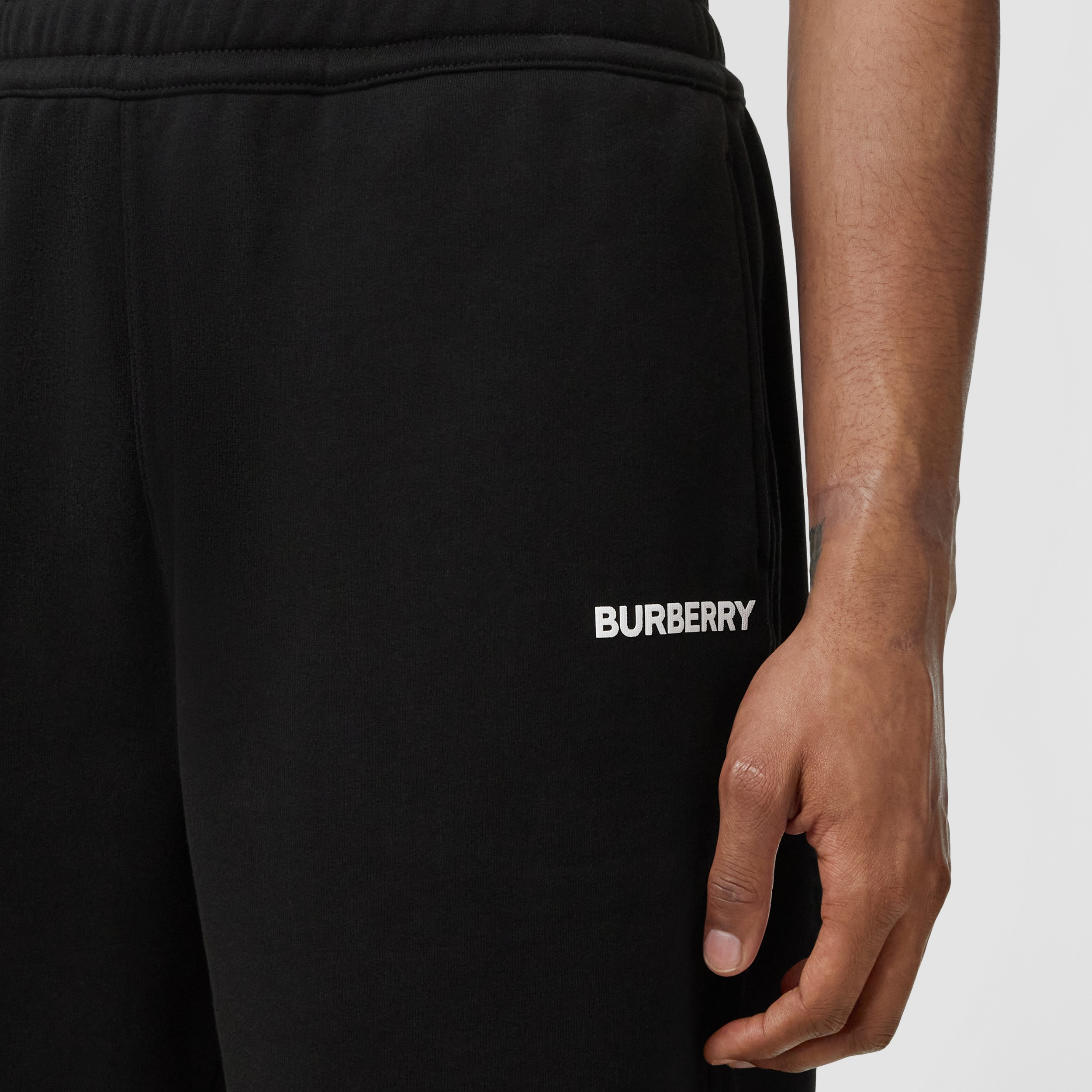 Logo Print Cotton Shorts in Black | Burberry® Official - 2