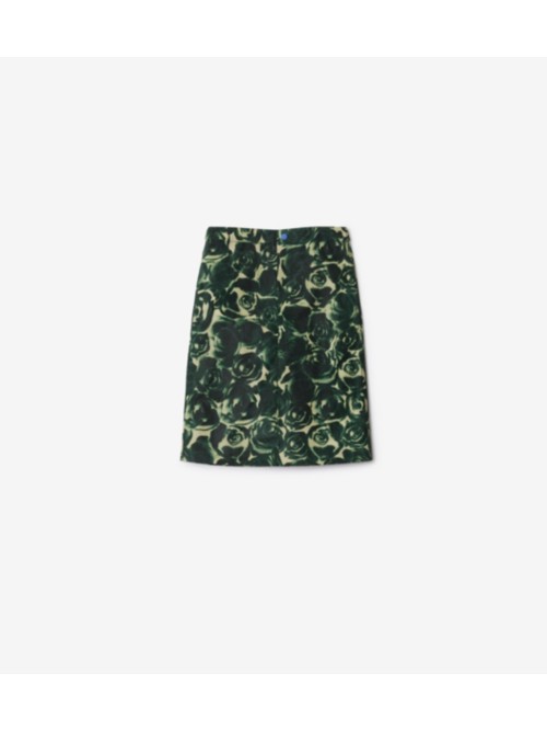 Burberry Rose Waxed Cotton Skirt In Ivy
