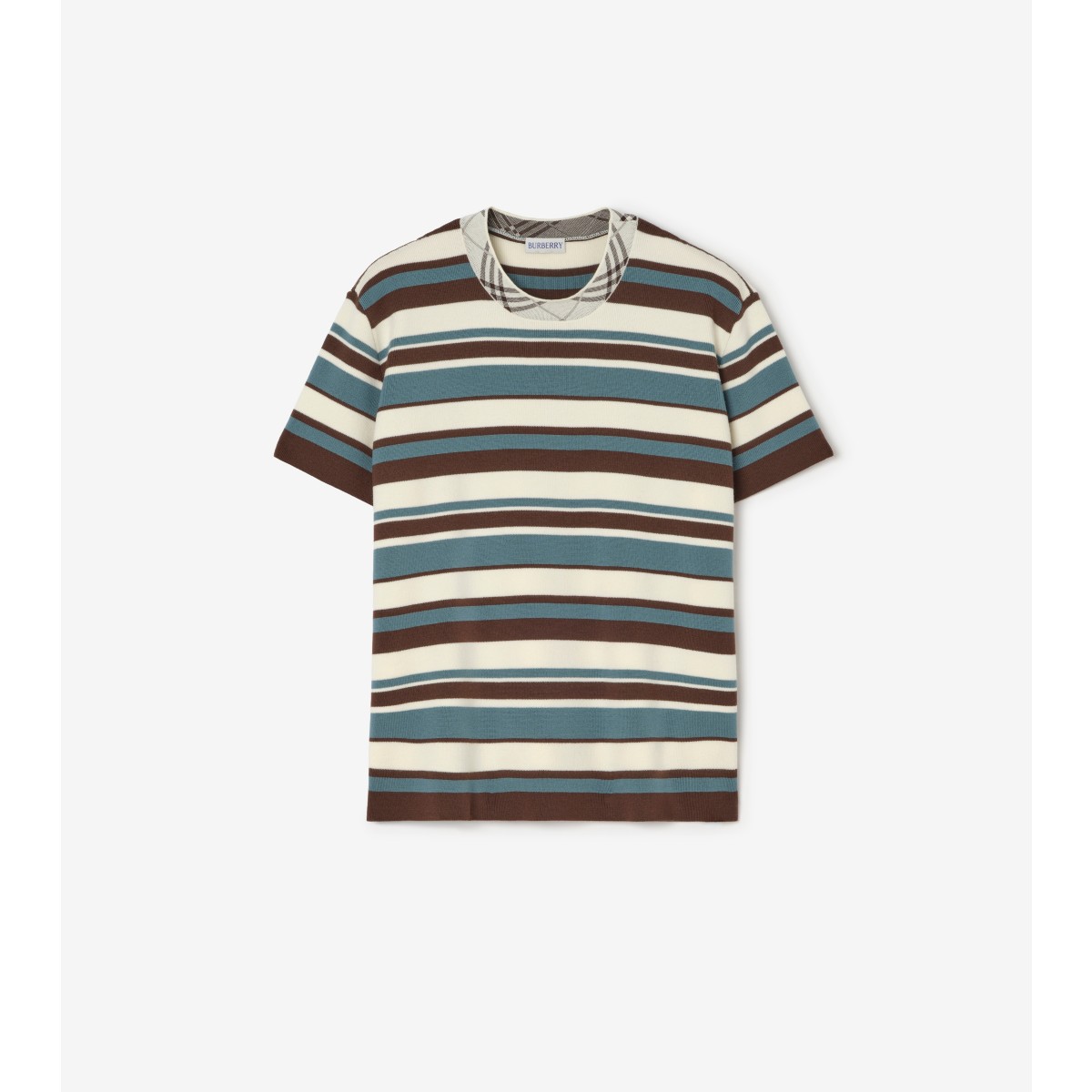  Check Striped Wool Blend T-shirt