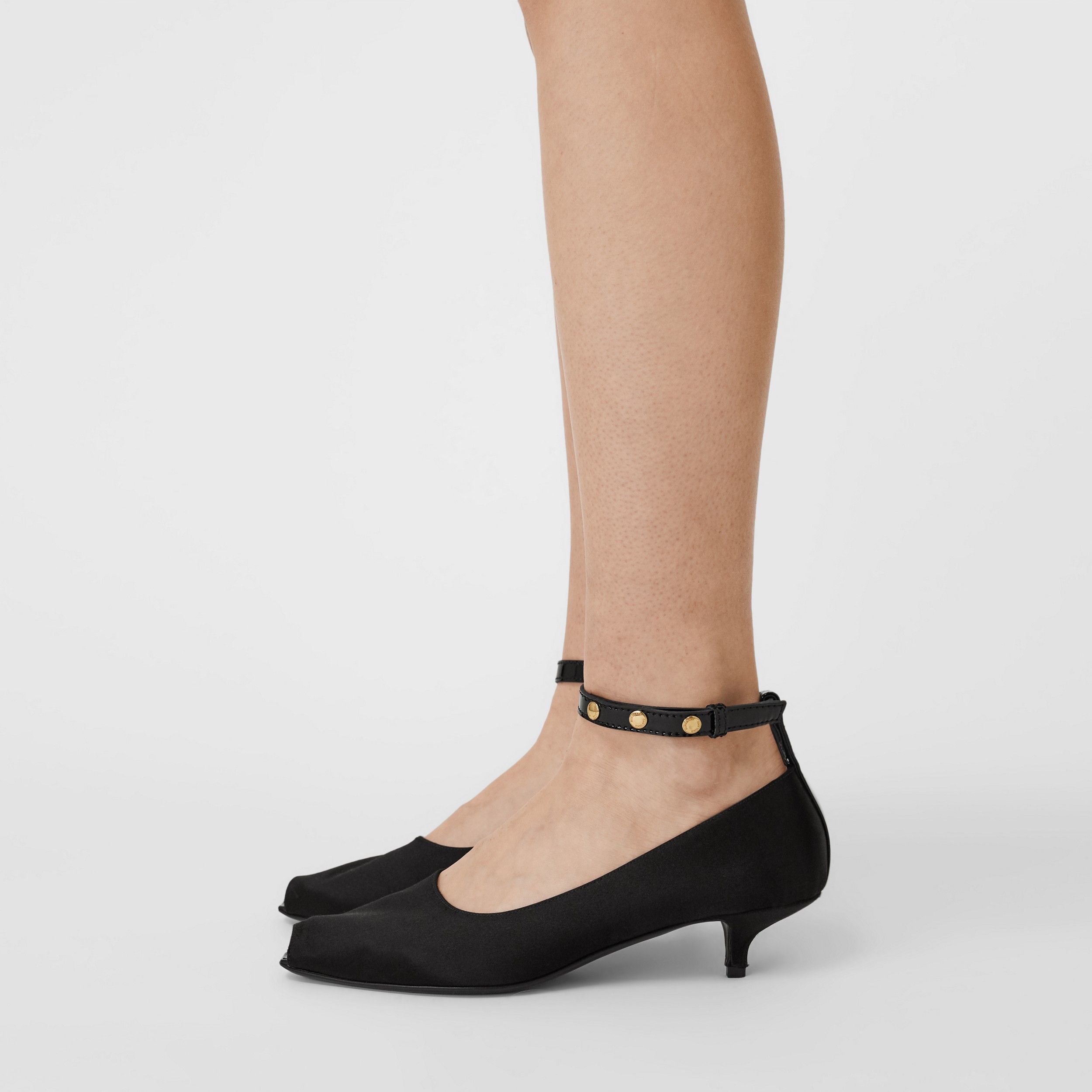 Satin Peep-toe Kitten-heel Pumps in Black - Women | Burberry United States