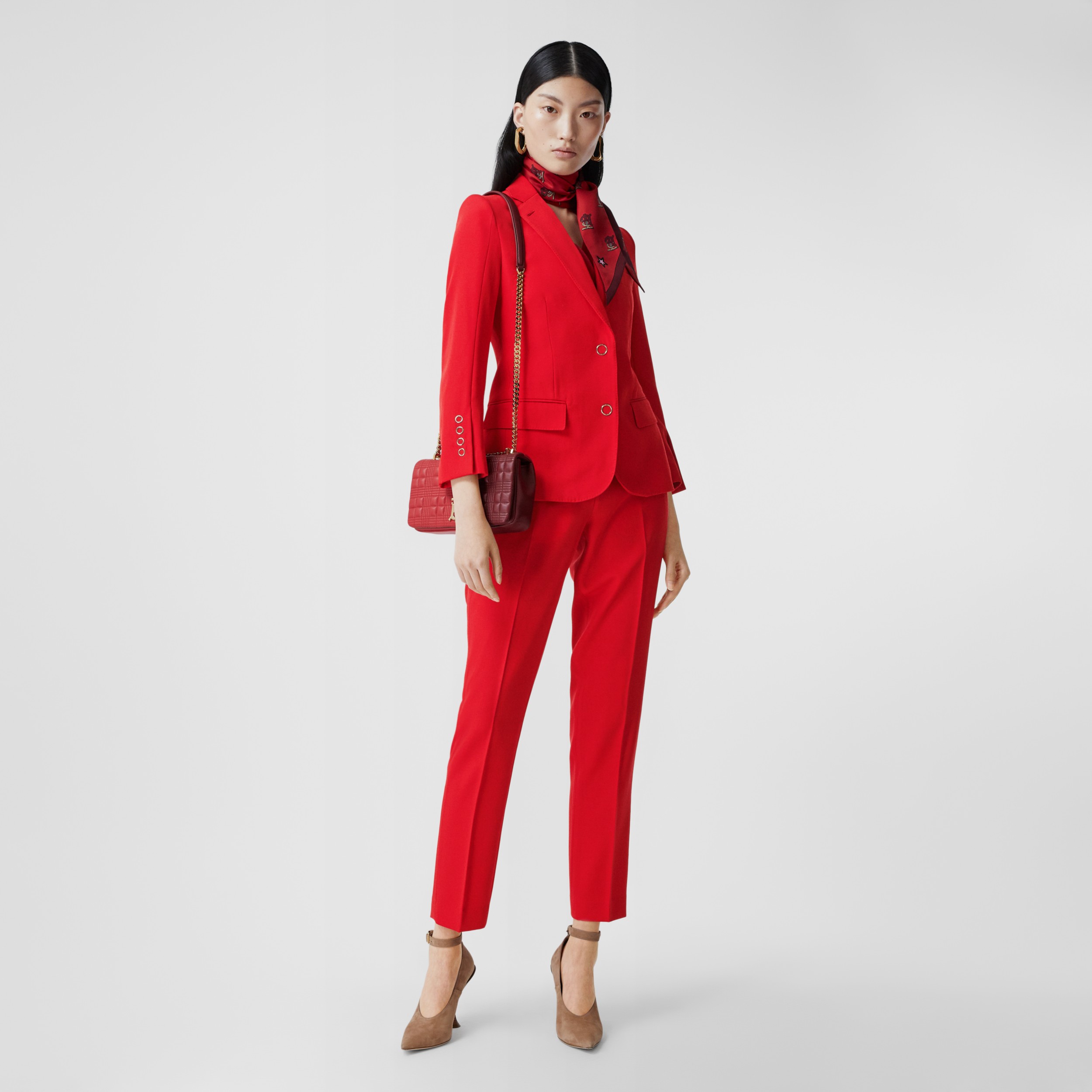 Wool Tailored Trousers in Bright Red - Women | Burberry United States
