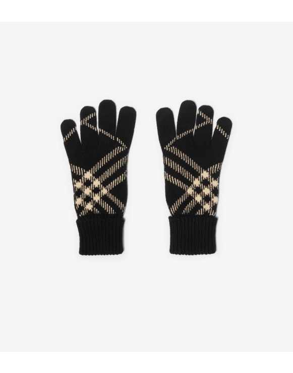 Check Cashmere Blend Gloves