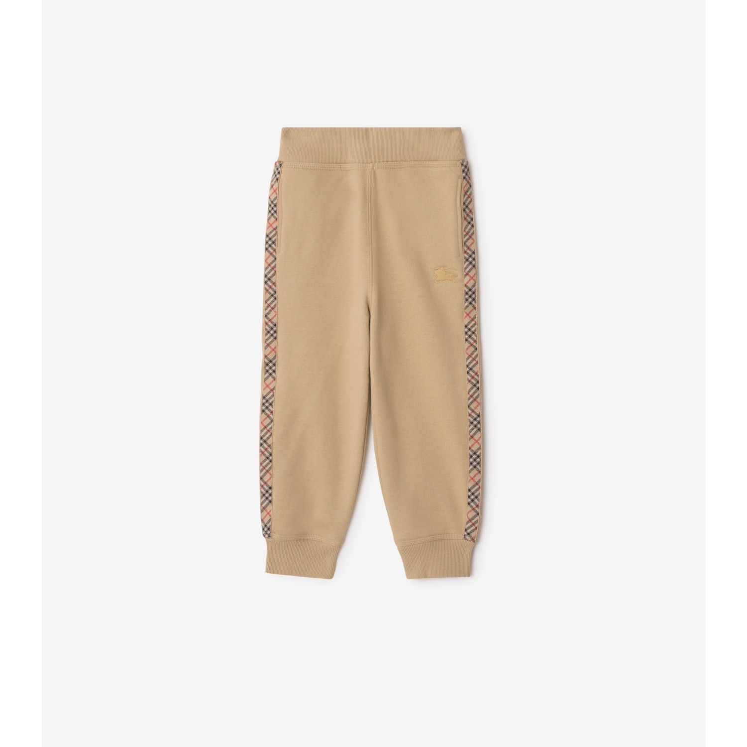 Check Trim Cotton Jogging Pants