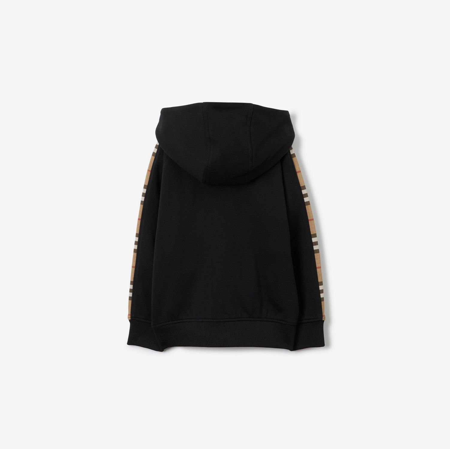 Sudadera en algodón con cremallera, capucha y paneles Check (Negro) | Burberry® oficial