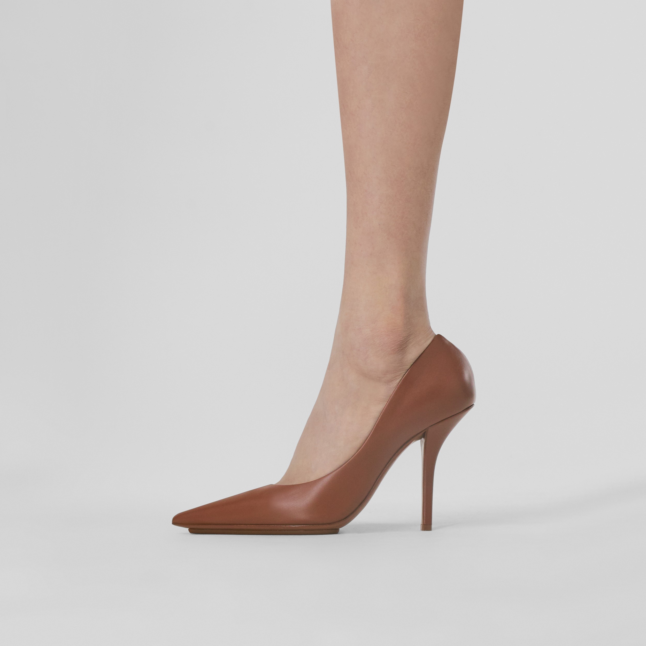 Eyelet Detail Leather Point-toe Pumps in Tan - Women | Burberry® Official - 3