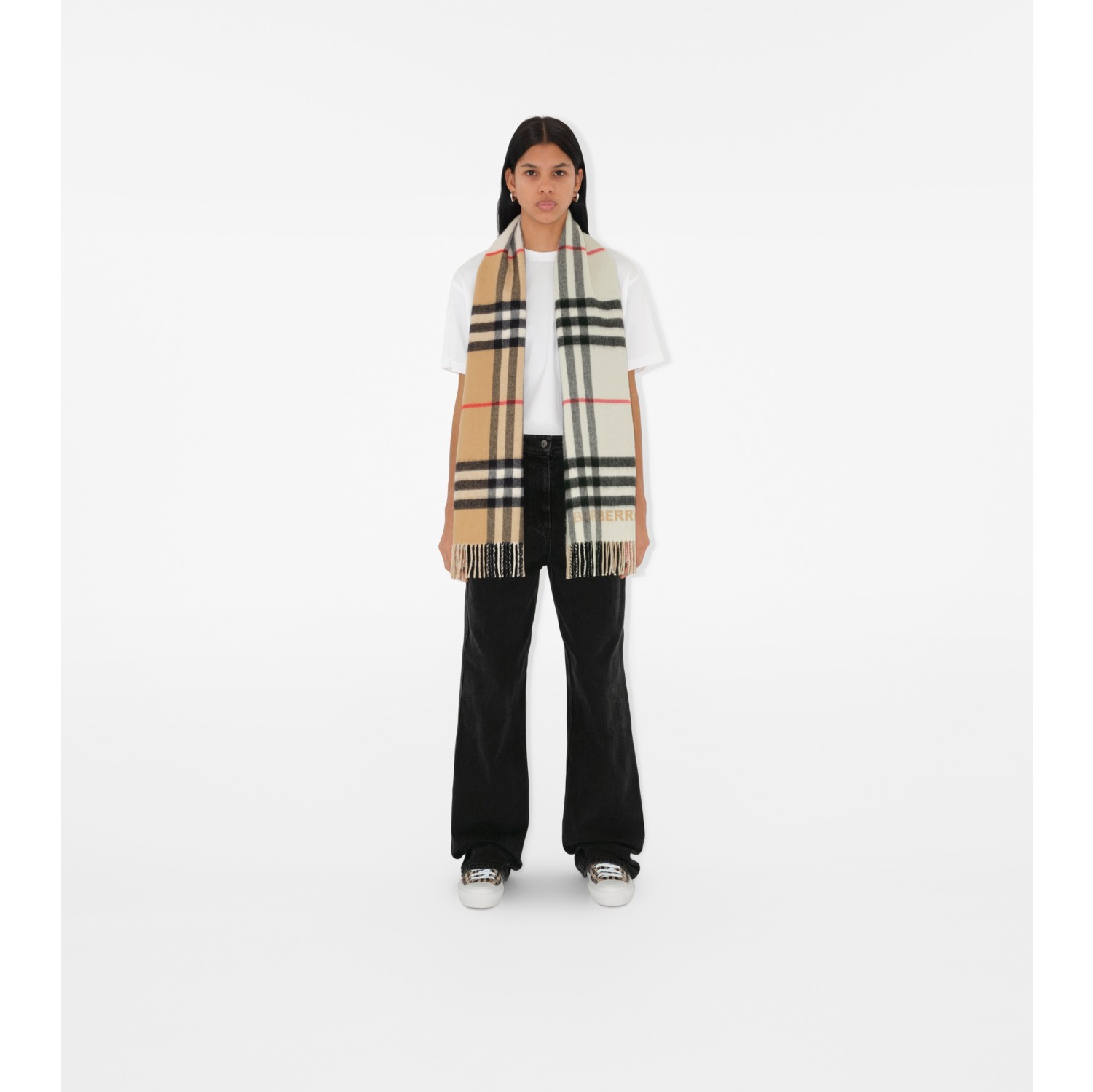 Sciarpa in cashmere Check con colori a contrasto