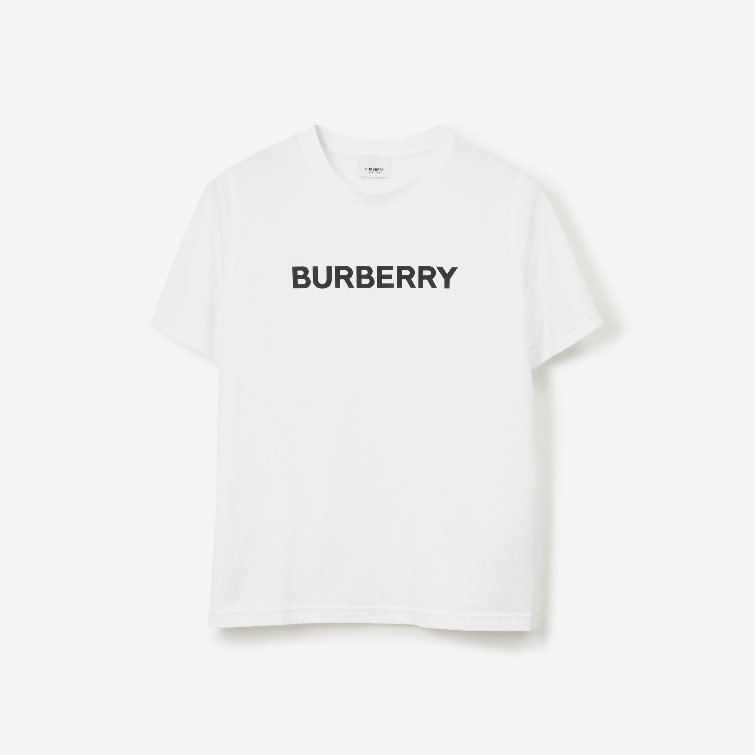 Logo Print Cotton T-shirt in White | Burberry® Official - 1