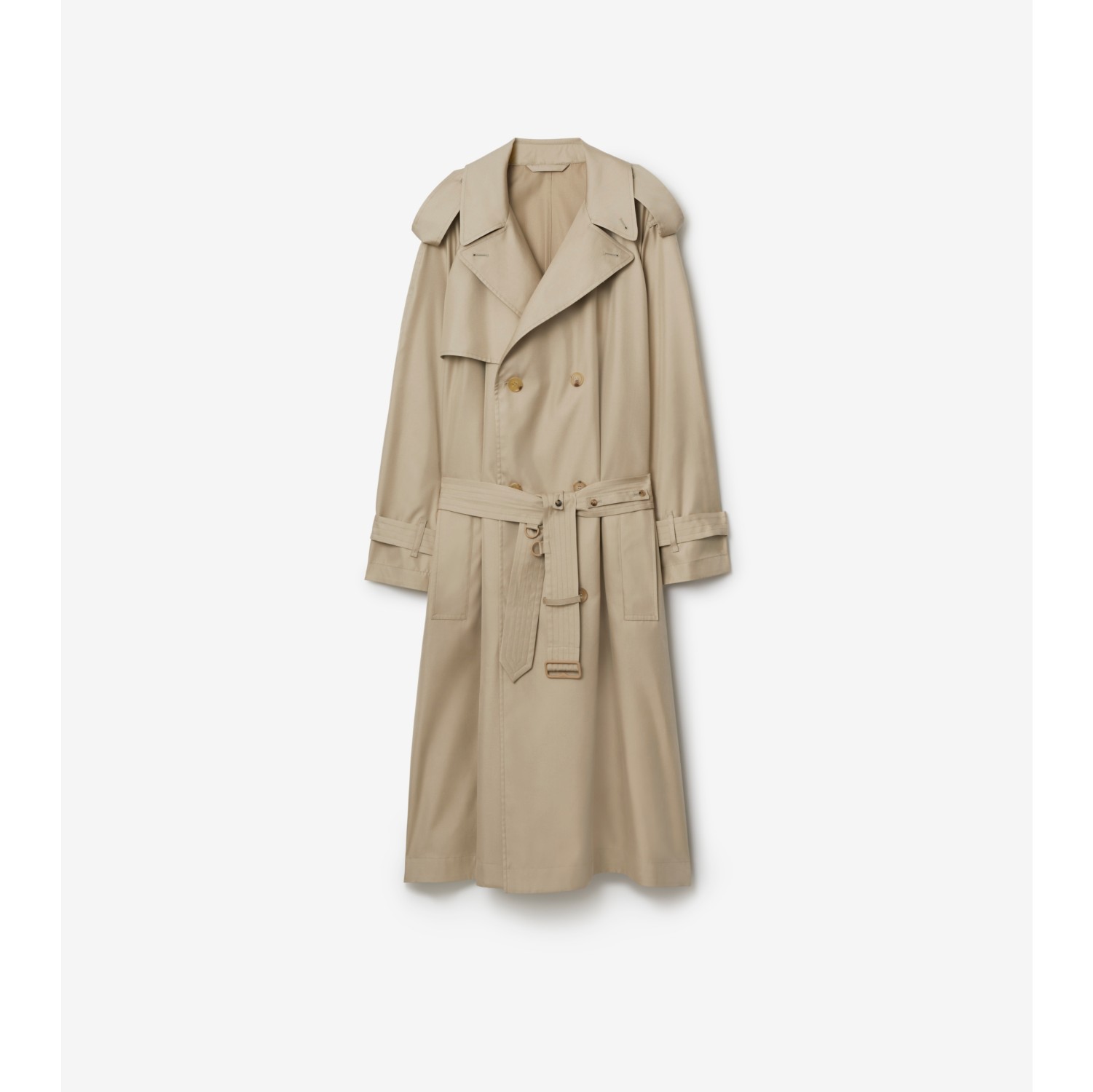 Long Silk Trench Coat in Millet - Women | Burberry® Official