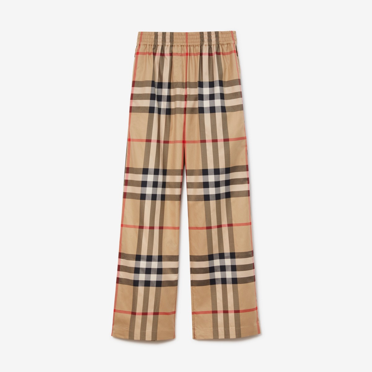 Shop Burberry Check Cotton Trousers In Archive Beige