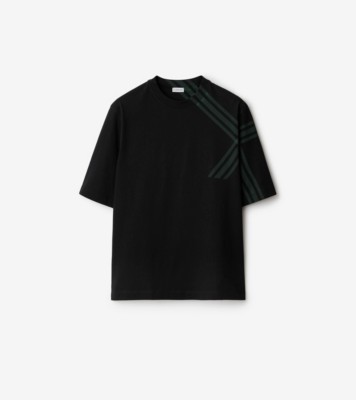 チェック スリーブ コットンTシャツ (ブラック) - メンズ | Burberry