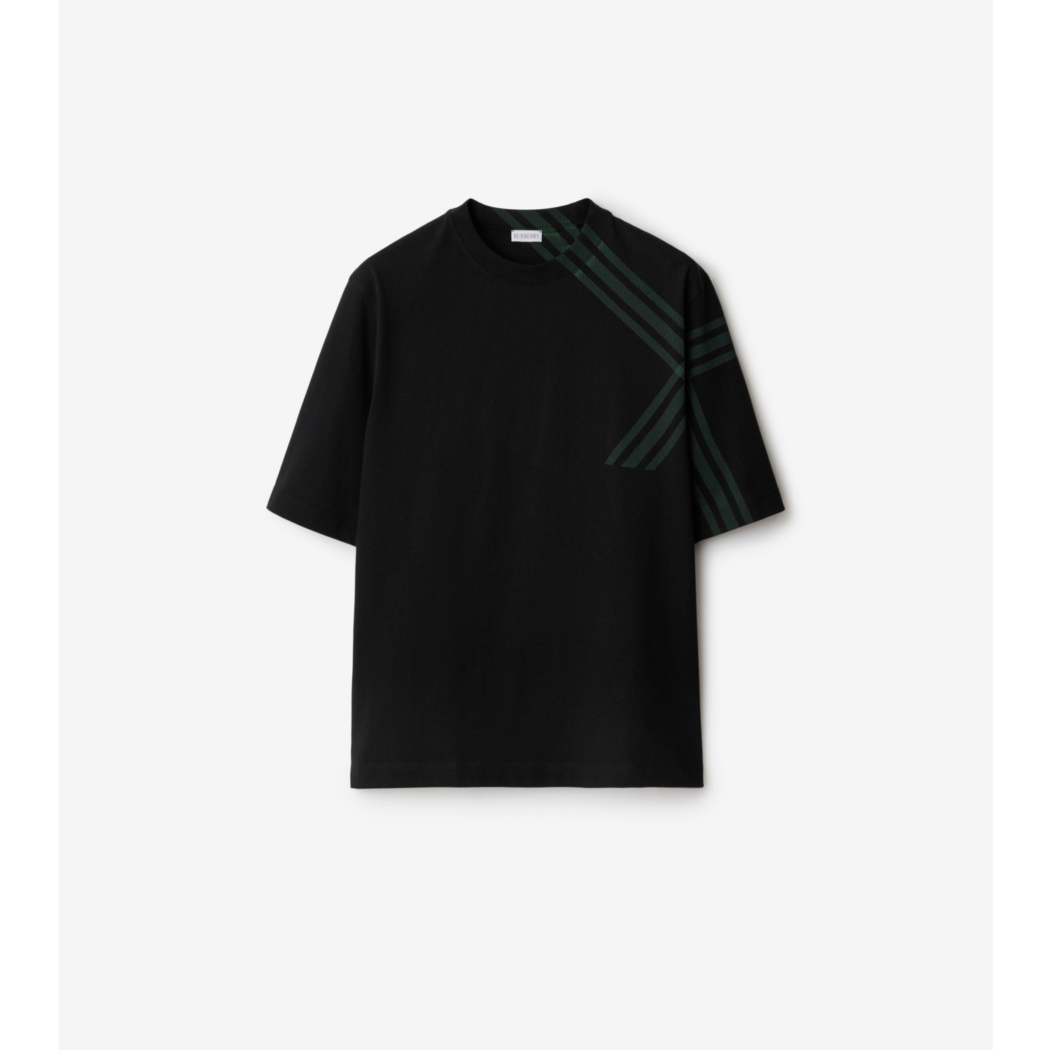 Check Sleeve Cotton T shirt in Black Men Burberry Official