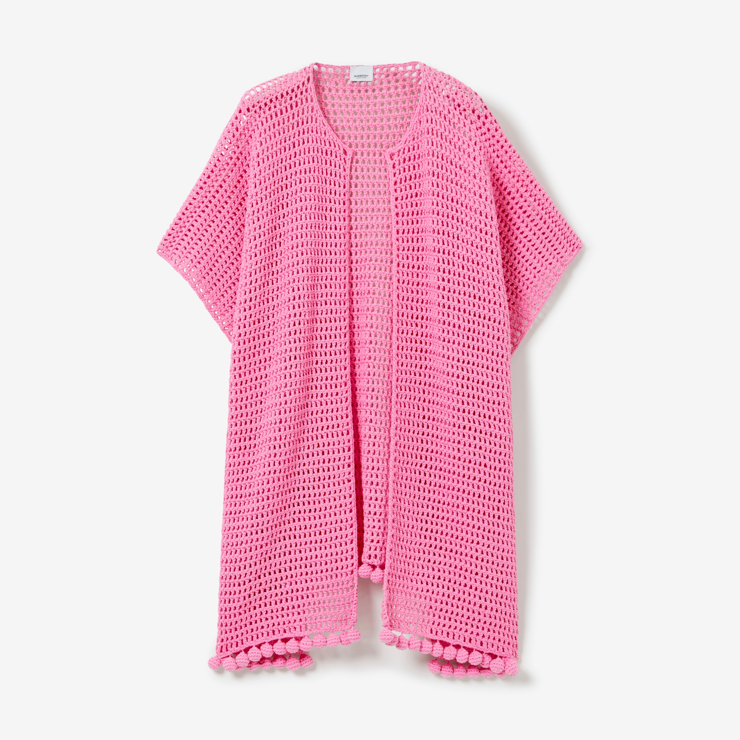 Crochet Technical Cotton Cape in Bubblegum Pink - Women | Burberry® Official - 1