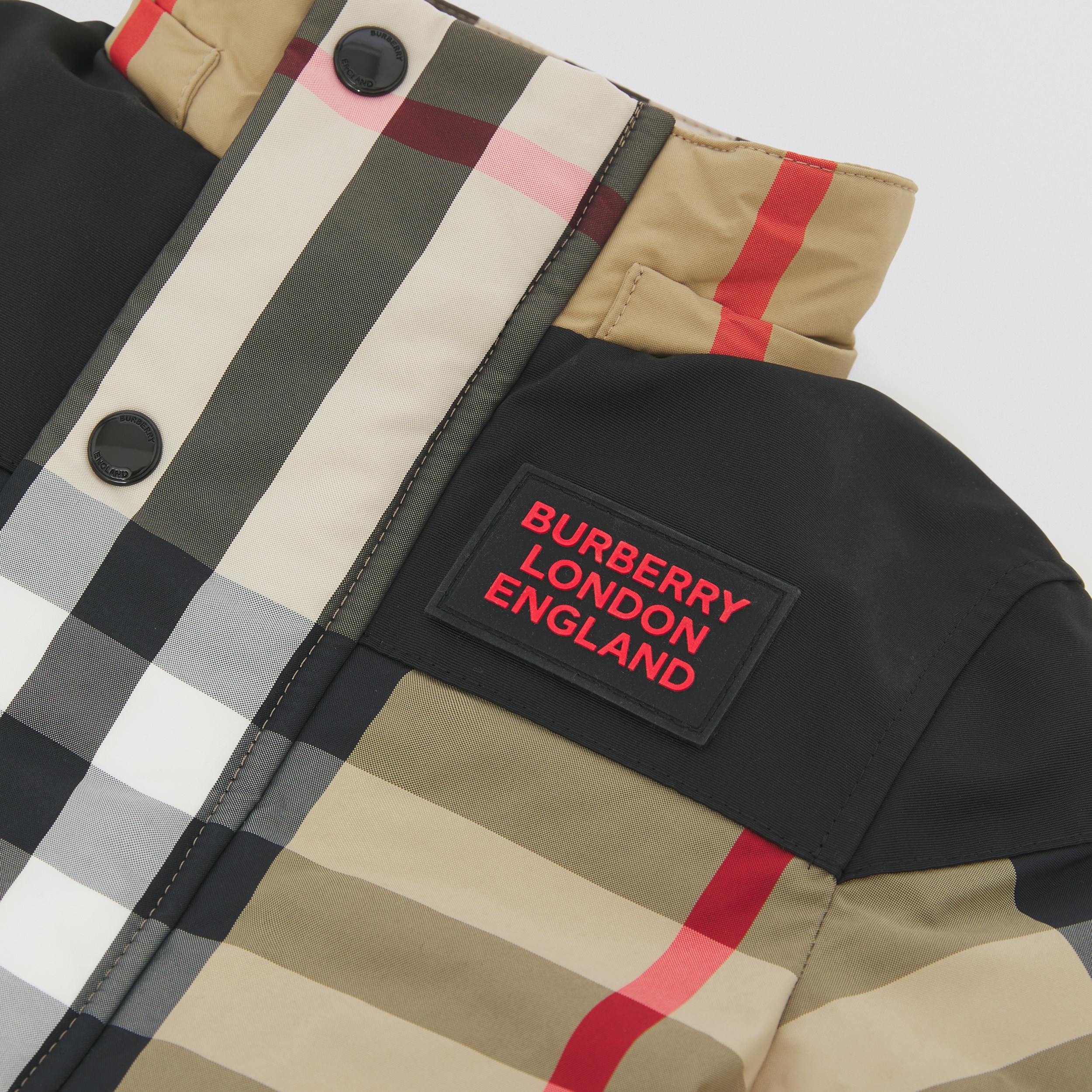 Detachable Hood Check Nylon Jacket in Archive Beige - Children | Burberry® Official - 2