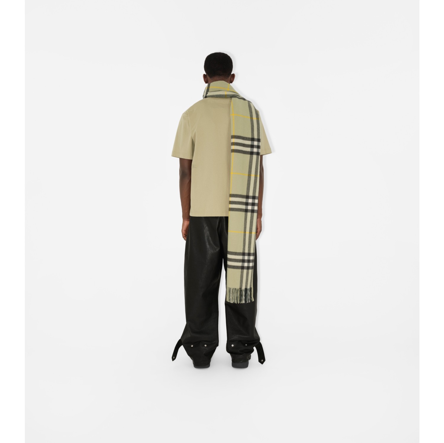 Wide Check Cashmere Scarf