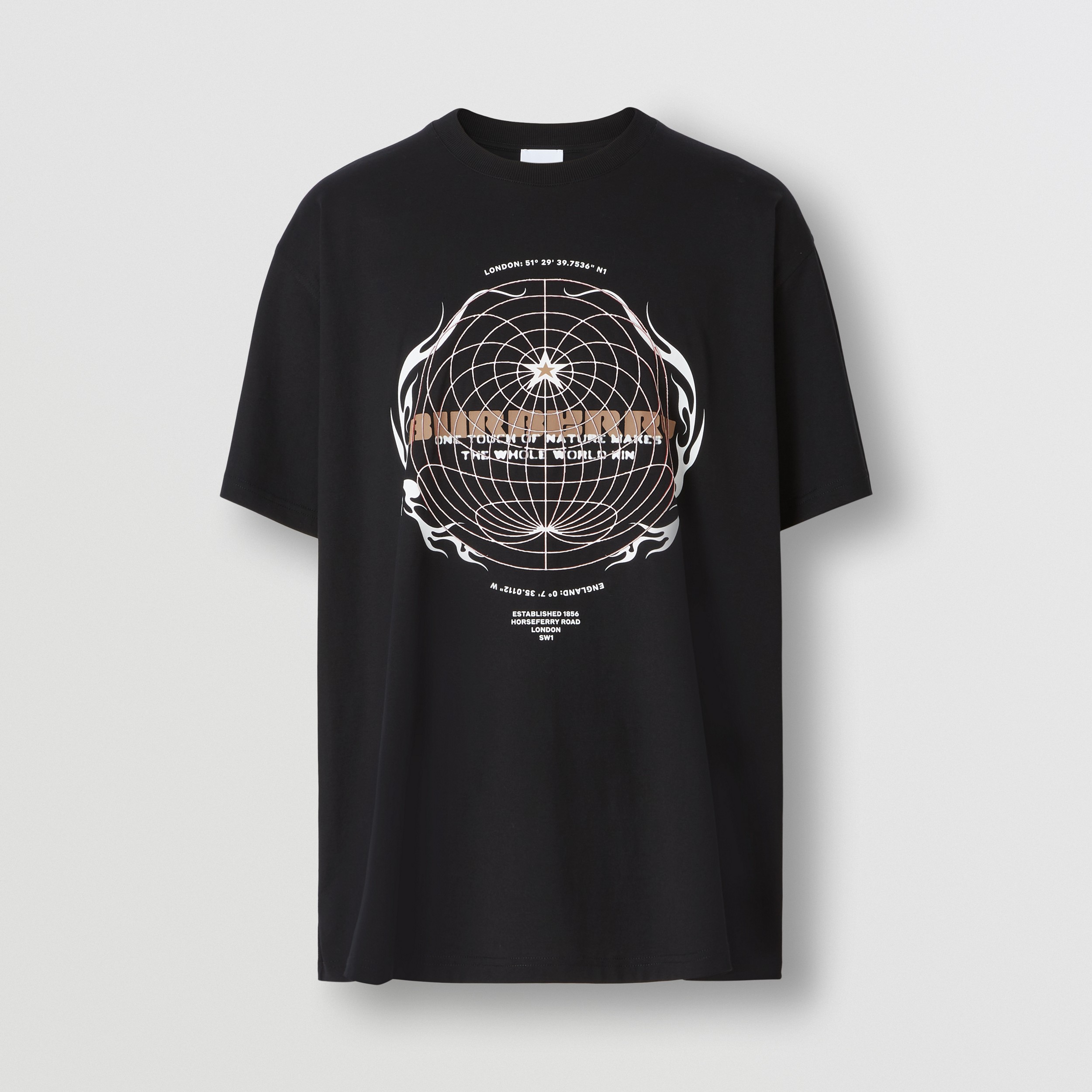 T-shirt oversize en coton avec globe (Noir) - Homme | Site officiel Burberry® - 4