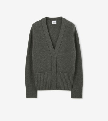 Wool Cashmere Cardigan in Dark grey melange - Women | Burberry® Official