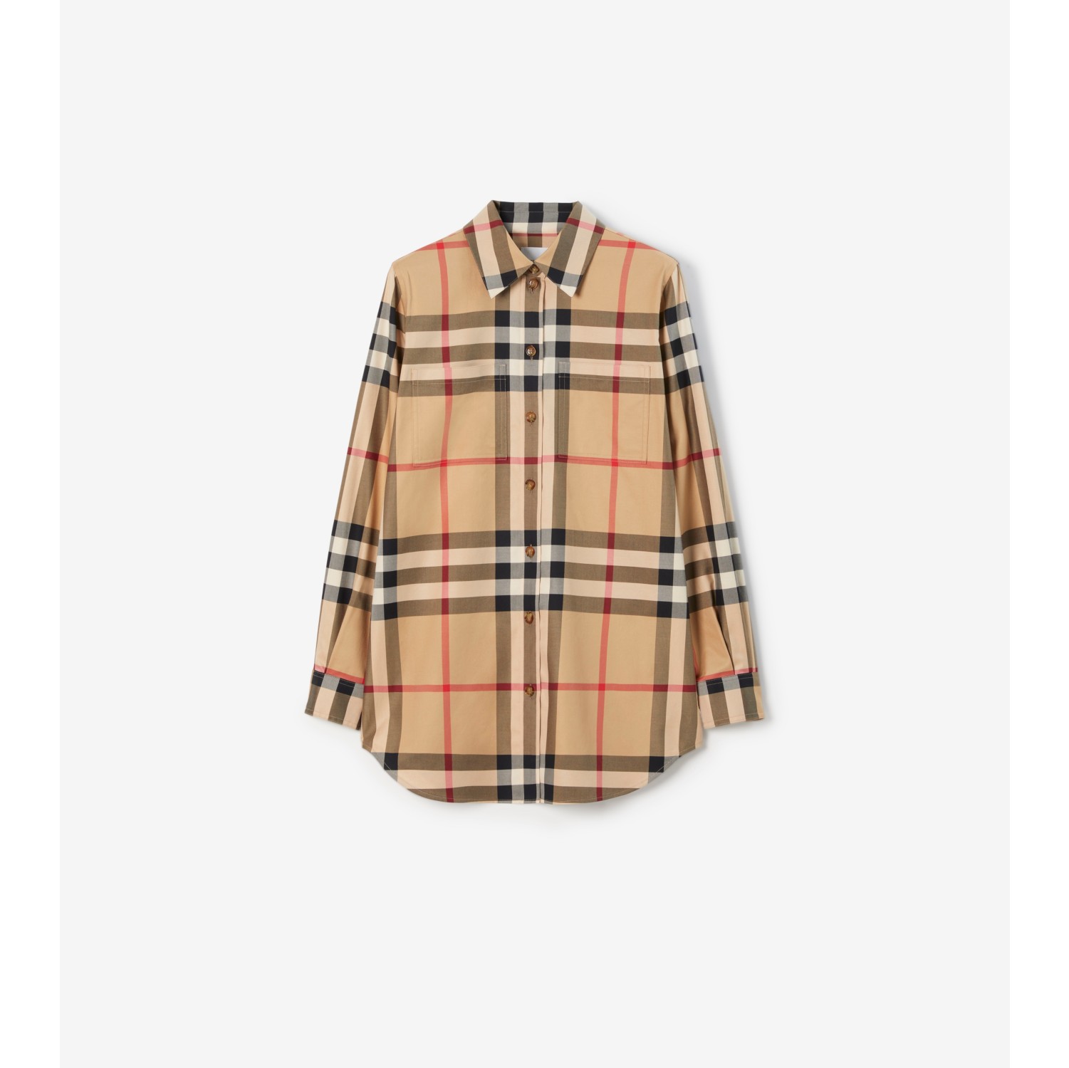 チェック コットンシャツ (アーカイブベージュ) - ウィメンズ, コットン | Burberry®公式サイト