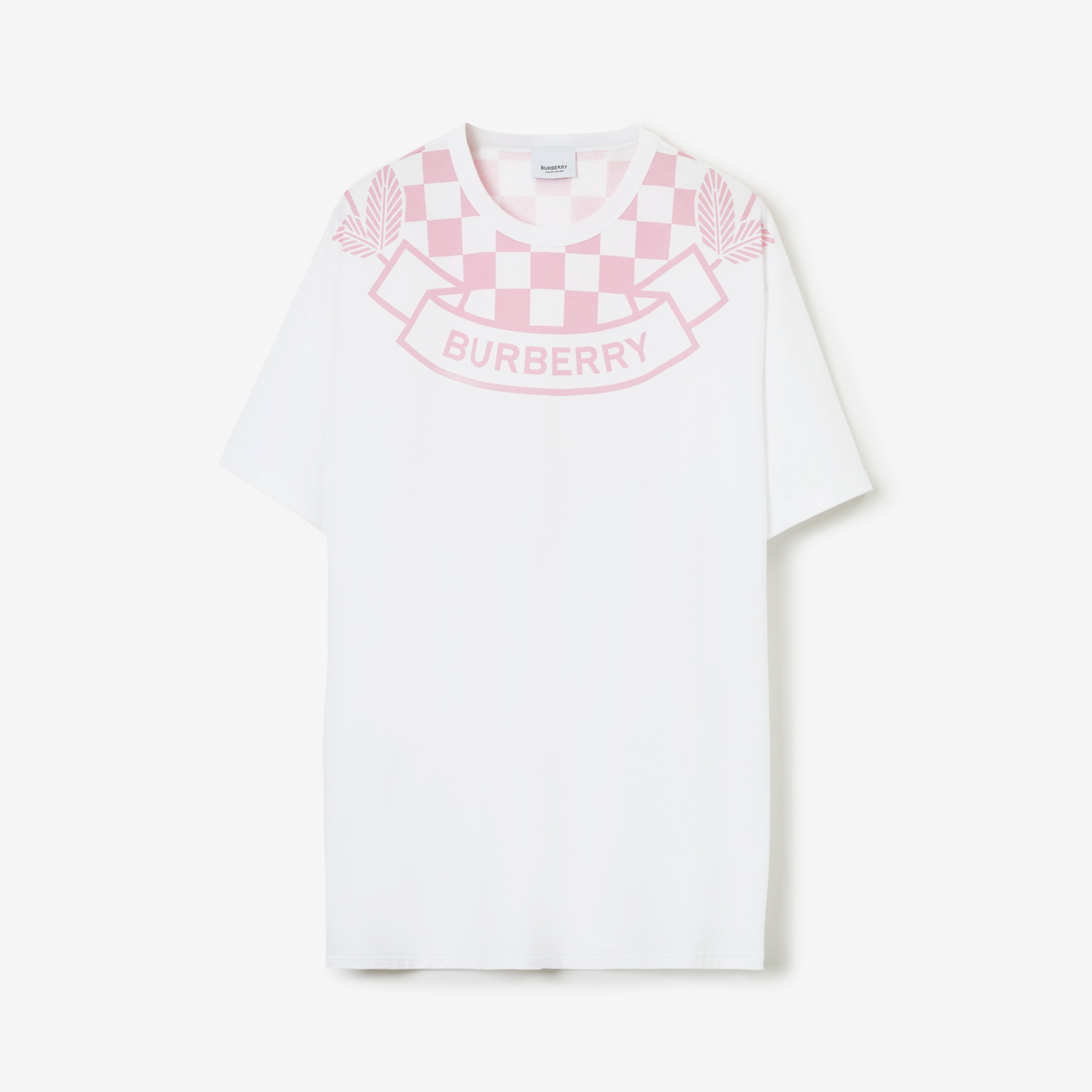 Chequered Crest Cotton T-shirt in White - Women | Burberry® Official