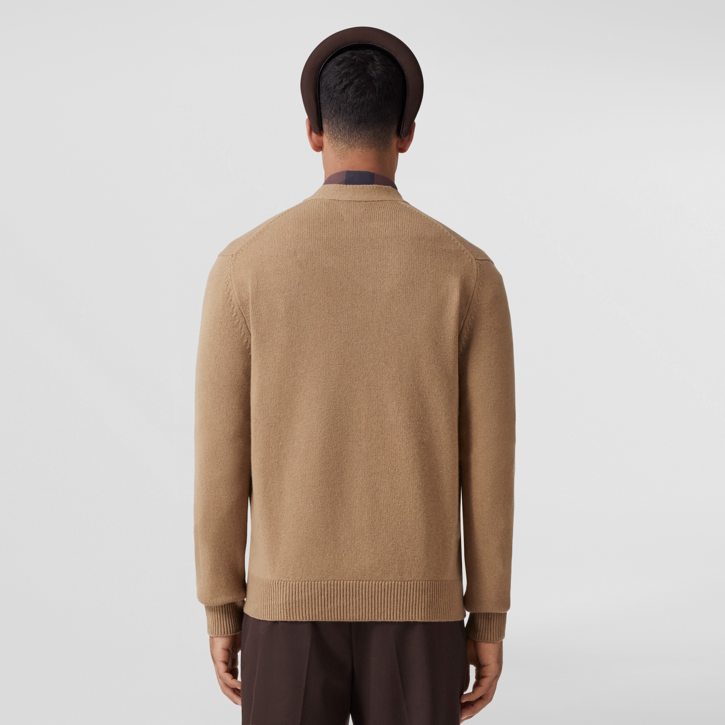 Monogram Motif Cashmere Cardigan in Camel - Men | Burberry® Official - 3