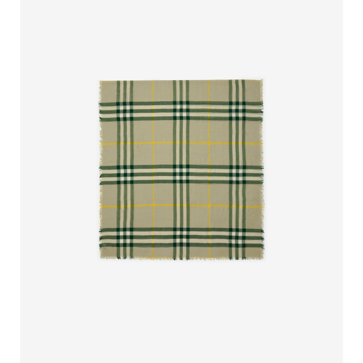 Shop Burberry Check Wool Scarf In Hunter