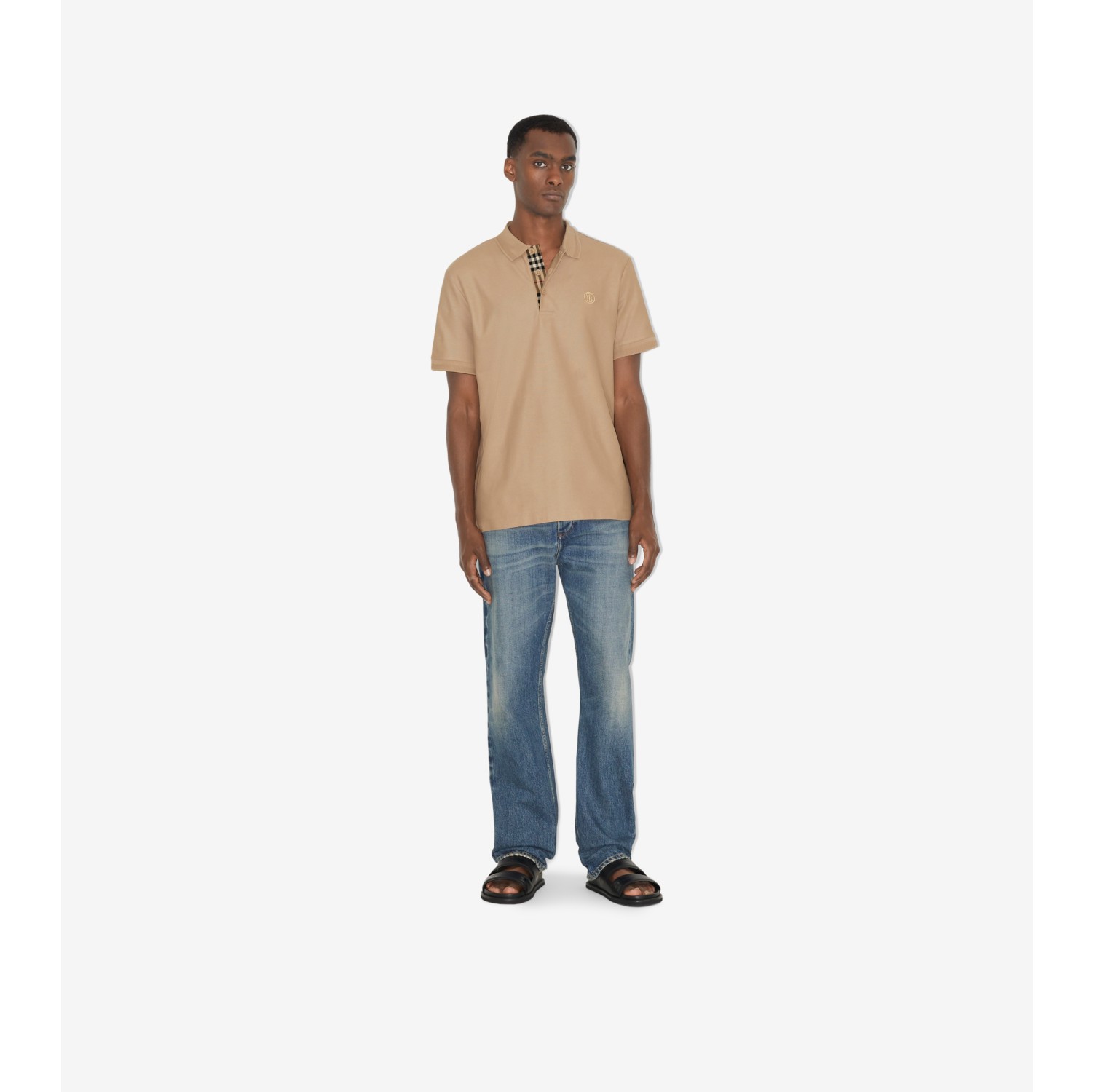 Cotton Polo Shirt in Soft fawn - Men