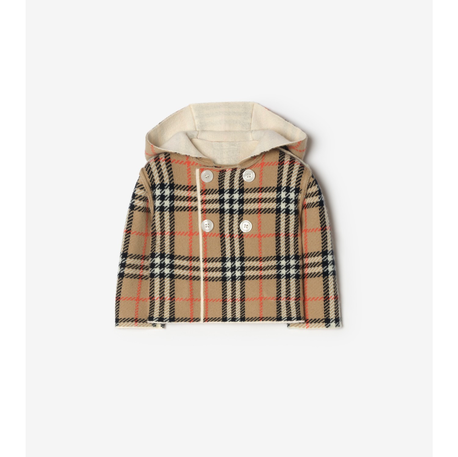 Reversible Check Wool Cashmere Duffle Coat