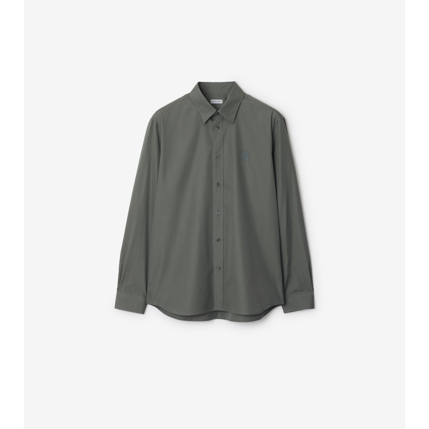 Cotton Shirt in Cobble Men Burberry Official