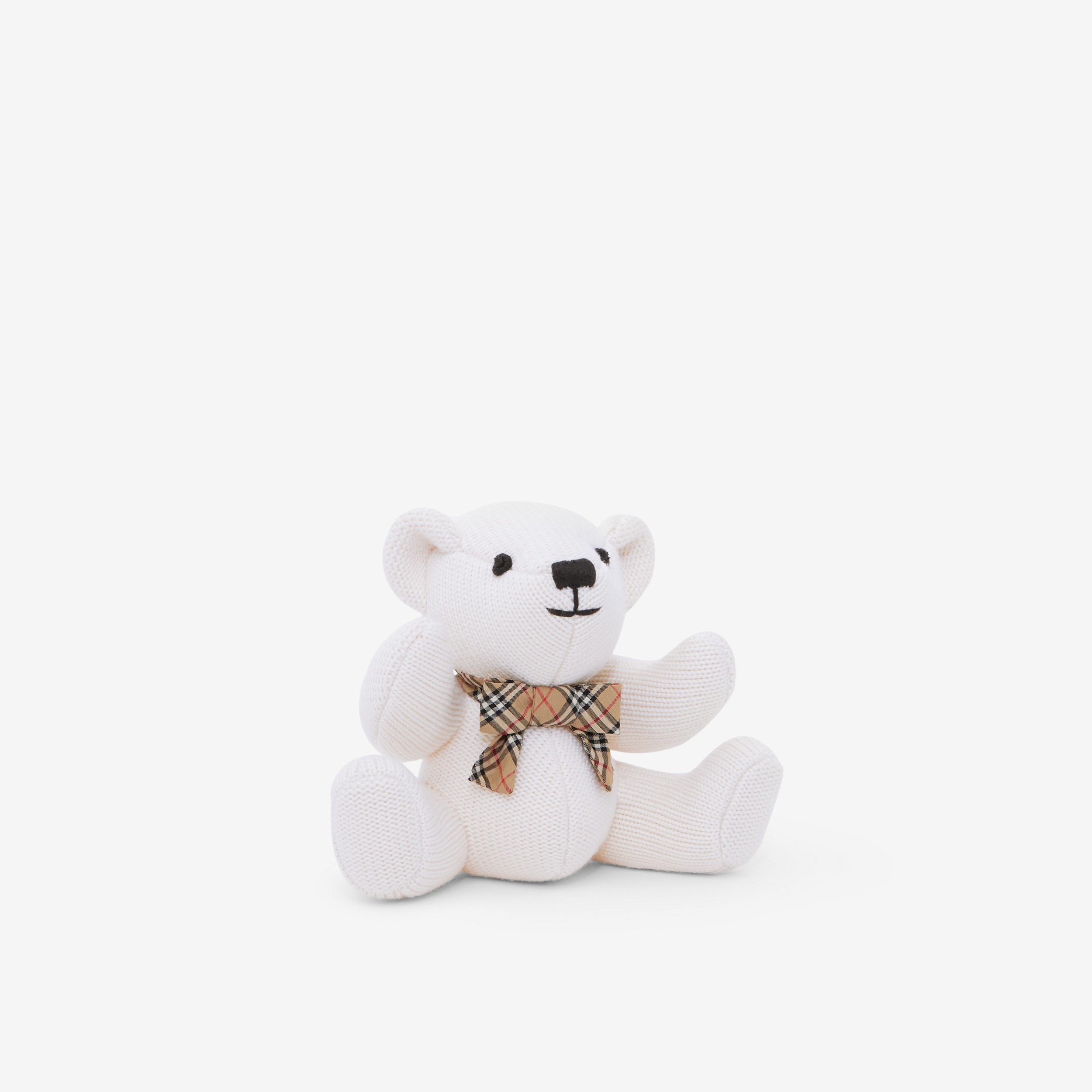Check Bow Tie Wool Silk Thomas Bear Rattle in Ivory - Children | Burberry® Official - 2