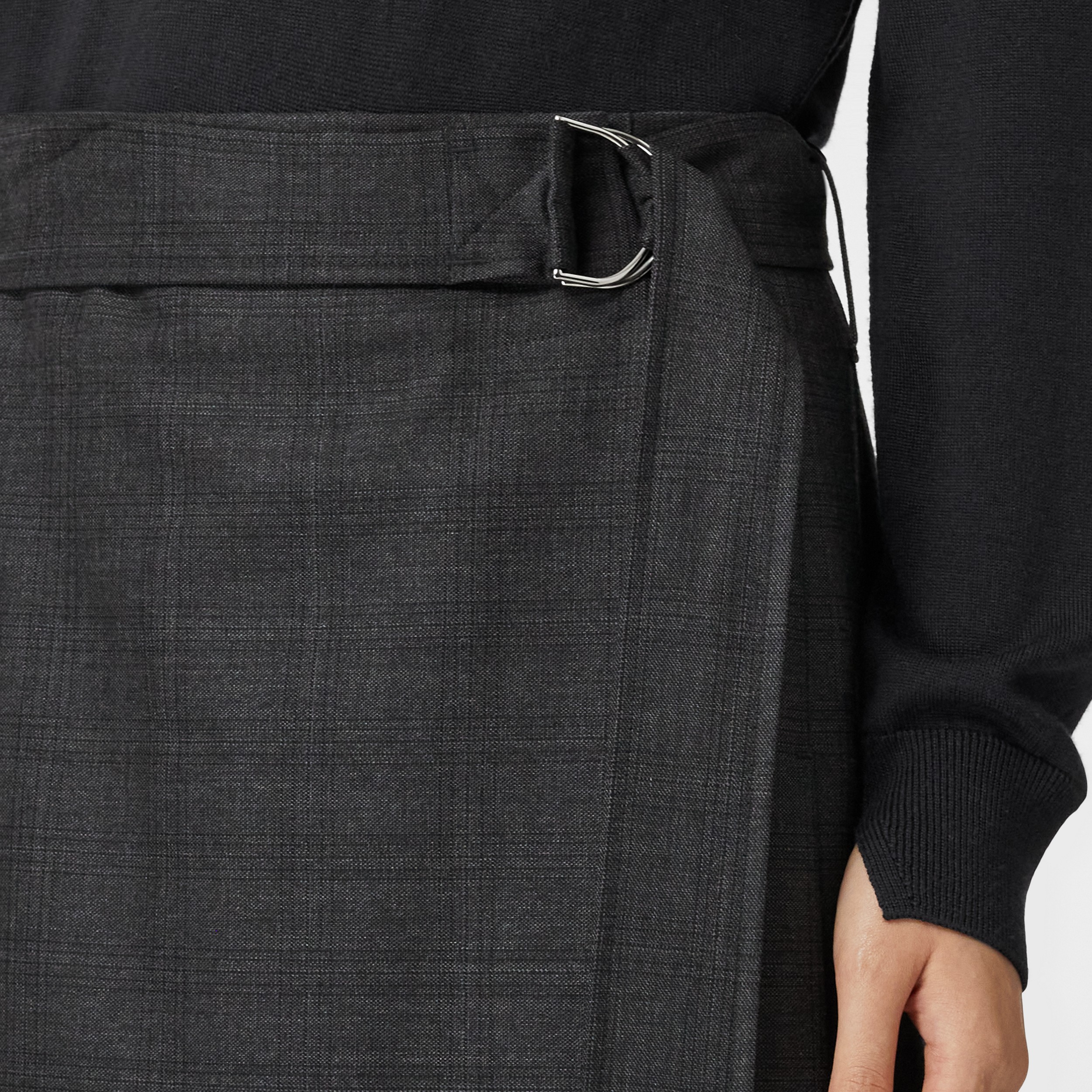 Prince of Wales Check Pleated Wool Skirt in Dark Grey Melange - Women | Burberry® Official - 2