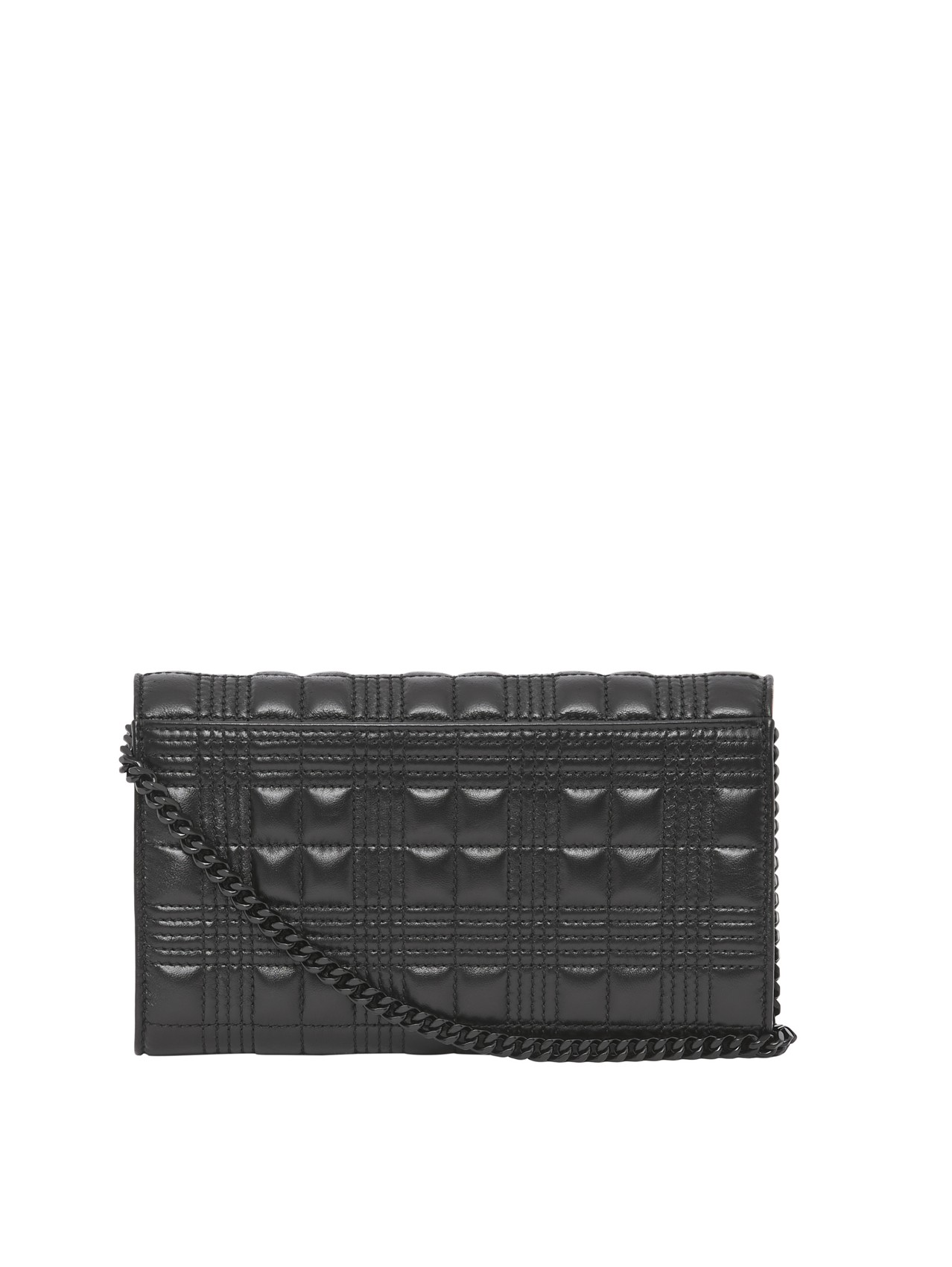 Quilted Lambskin Wallet with Detachable Strap in Black