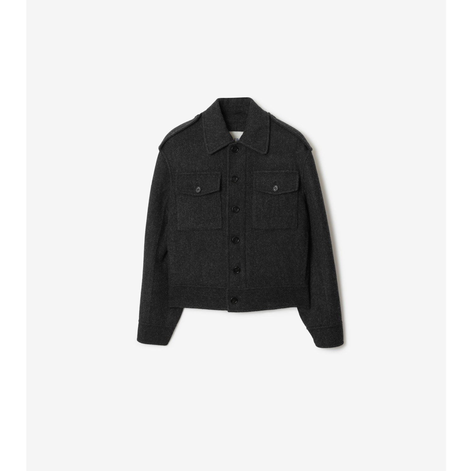 Wool Jacket in Dark charcoal melange - Men | Burberry® Official