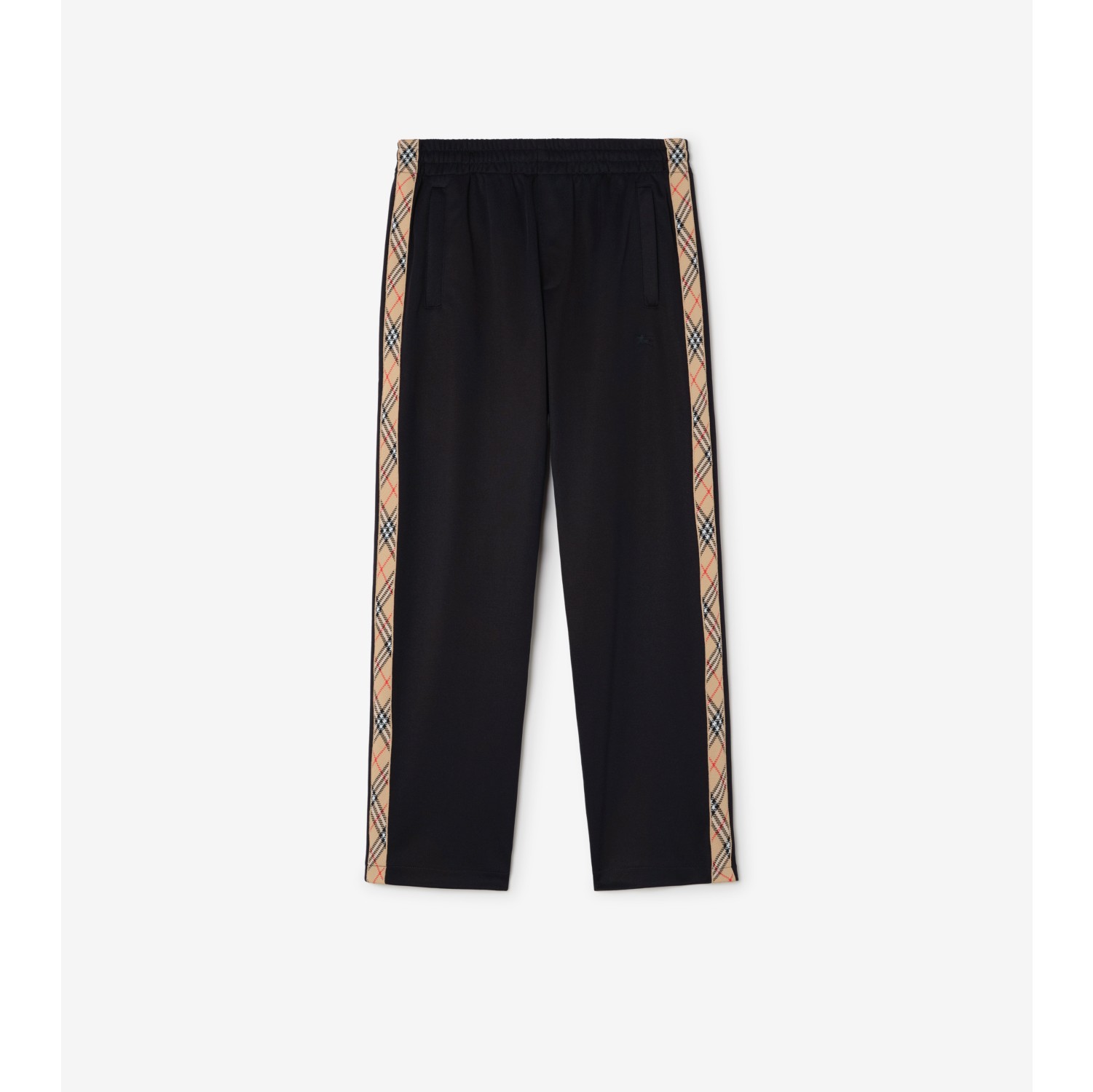 Check Trim Cotton Blend Track Pants