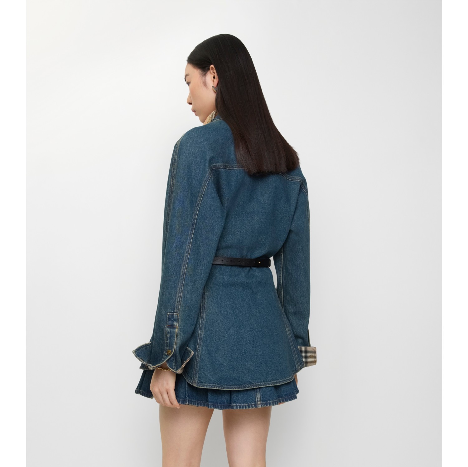 Fit-and-flare Denim Shirt in Mid blue - Women | Burberry® Official