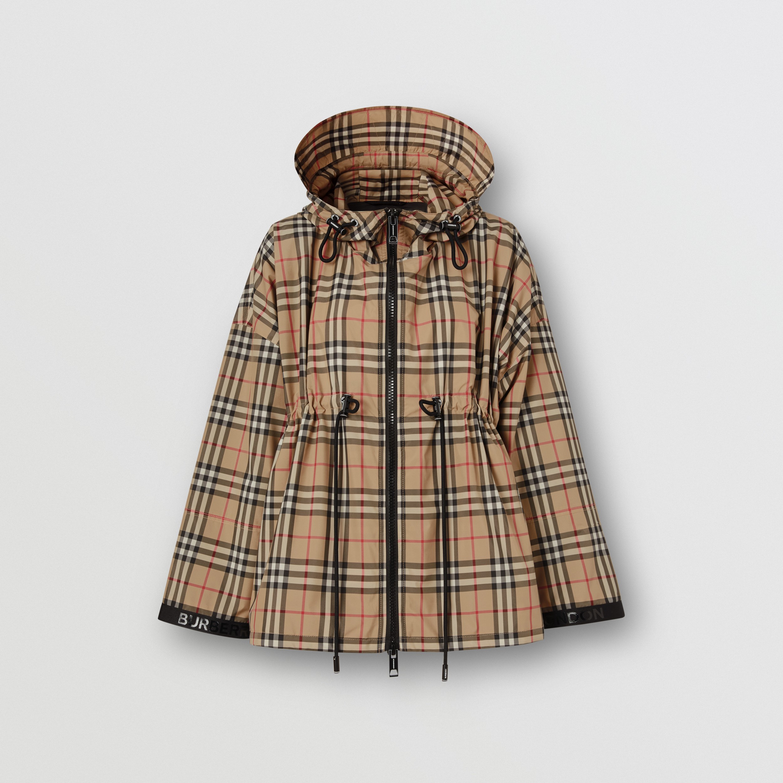 Logo Tape Vintage Check Hooded Jacket in Archive Beige - Women | Burberry® Official - 4