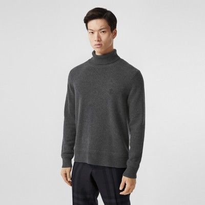 black cashmere roll neck sweater