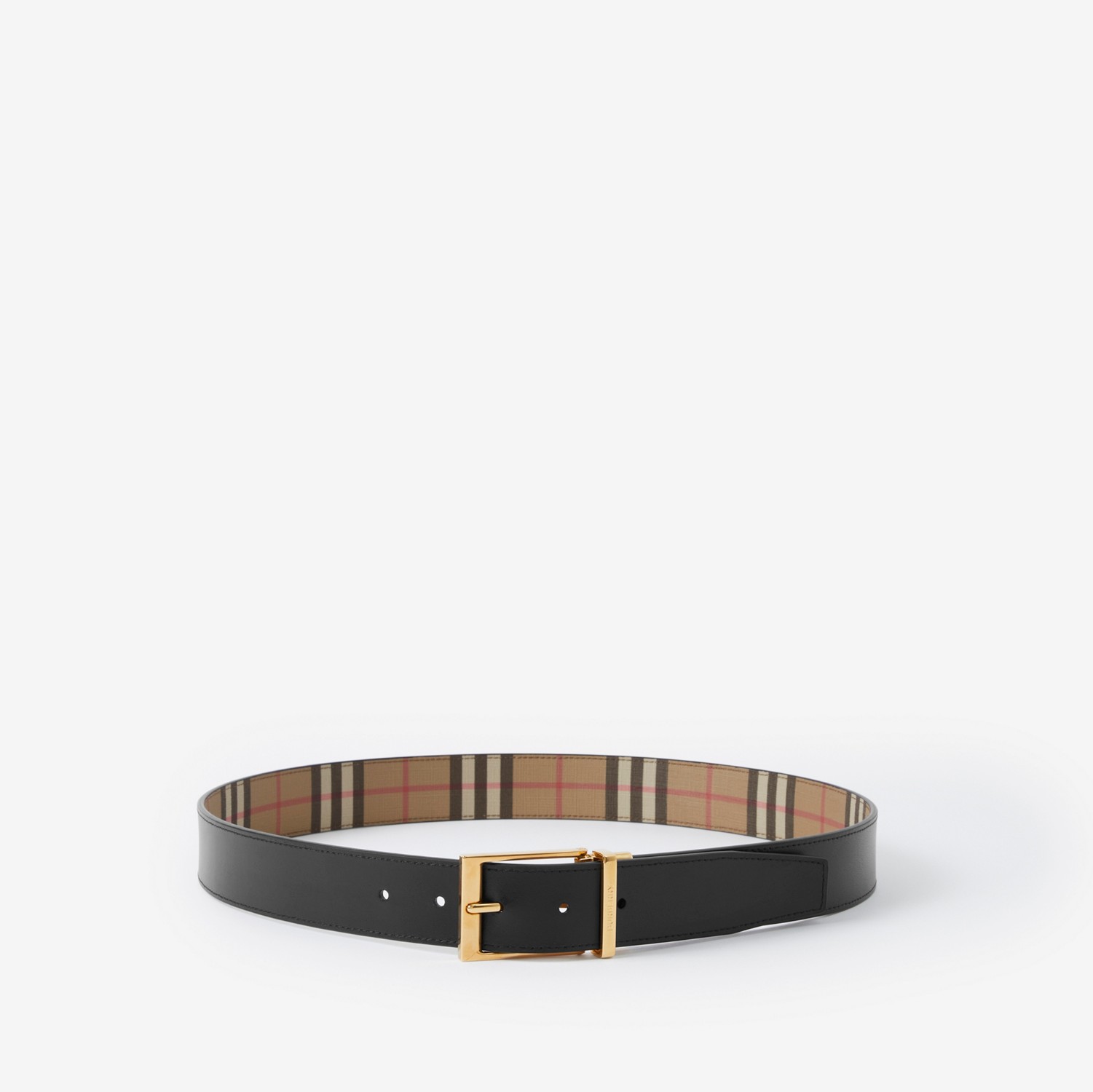 Reversible Vintage Check and Leather Belt in Archive Beige/gold - Men | Burberry® Official