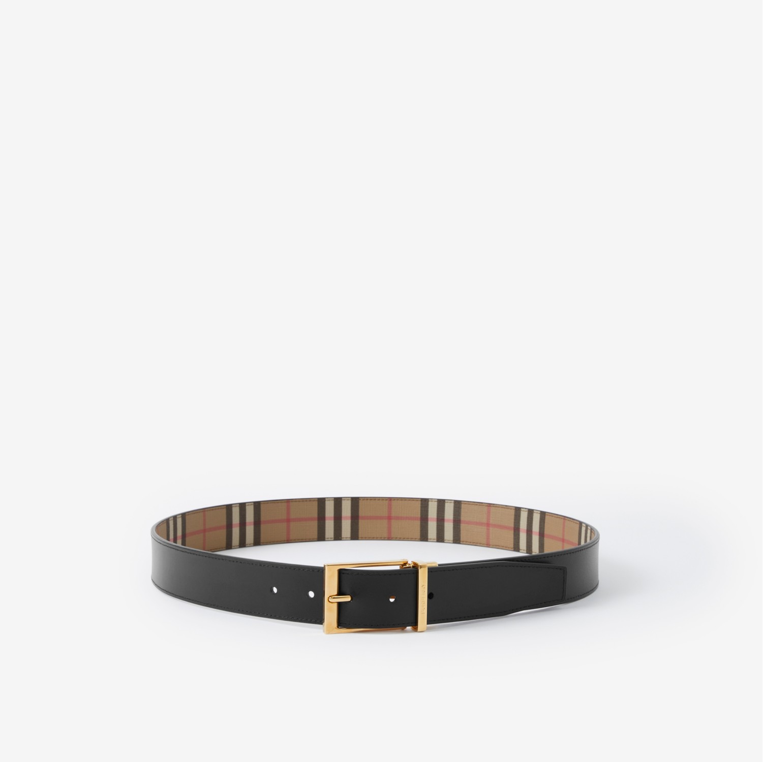 Burberry Check and Leather Reversible Belt , Size: 75