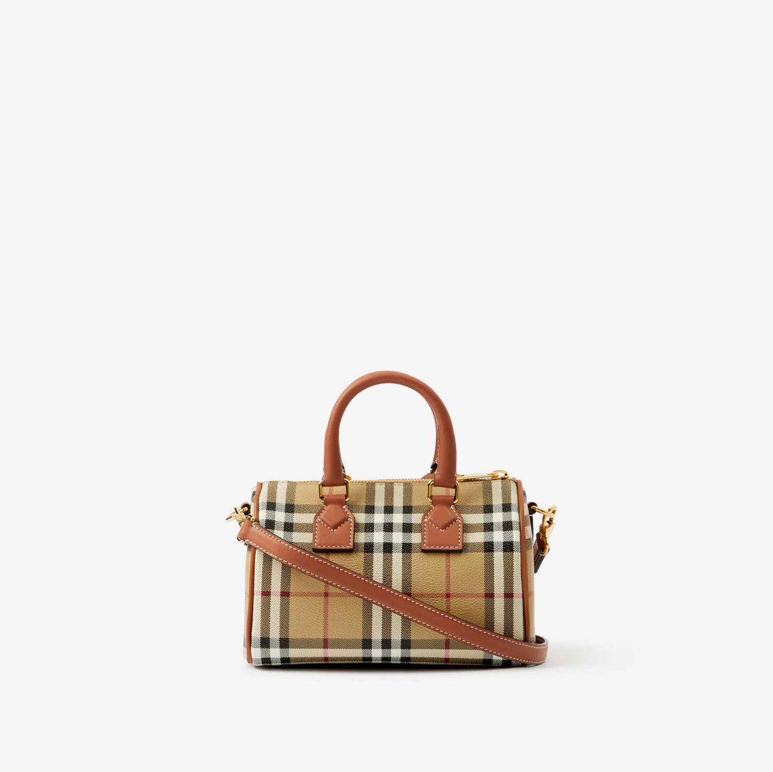Check Mini Bowling Bag in Archive Beige/briar Brown - Women | Burberry® Official